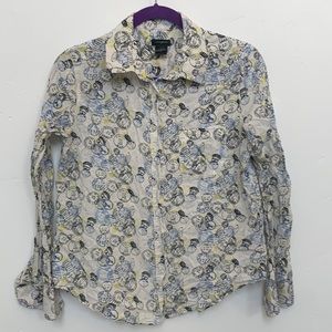 Long sleeve button down cream postmark blouse Ann Taylor Small